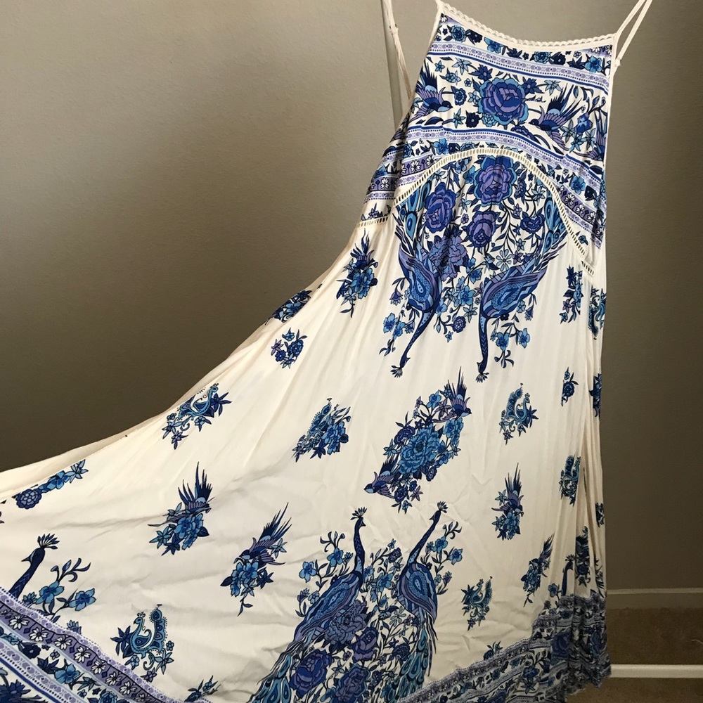 Spell hotel paradiso strappy midi bluebird